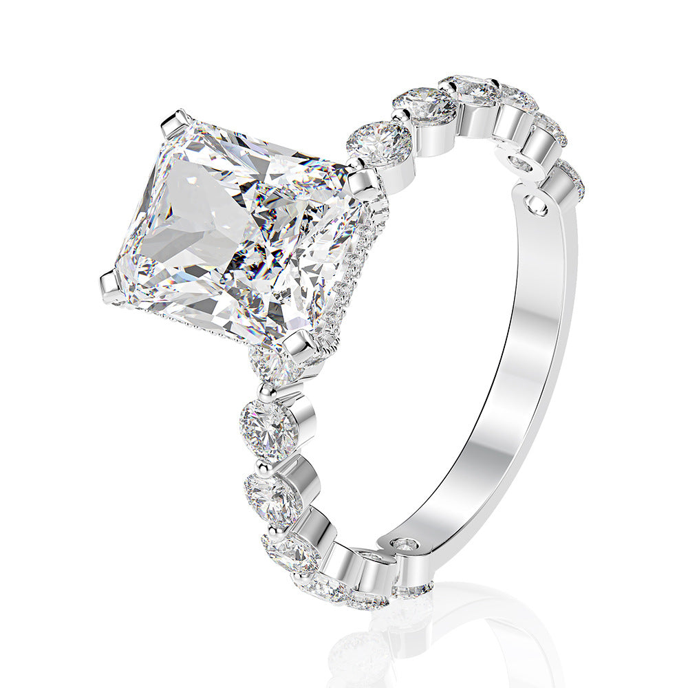 3.25Ct Accented Radiant Cut Diamond Flower Engagement Ring