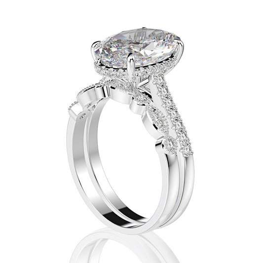 5.25Ct Oval Cut Crystal Bridal Set