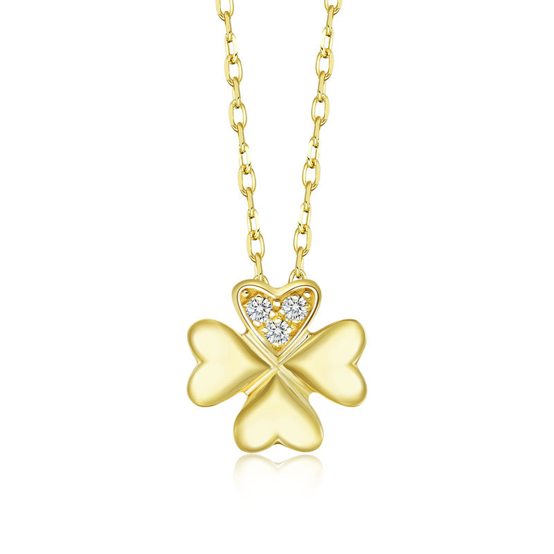14K Gold Four-Leaf Clover Luck Charm Necklace