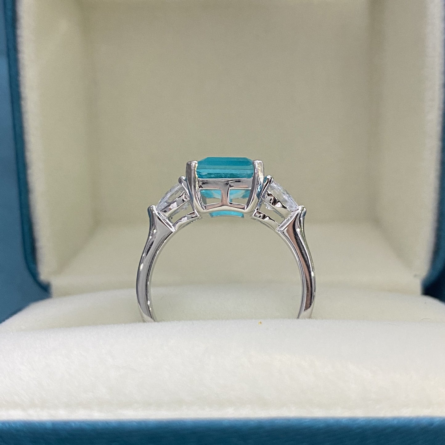 3.25Ct Emerald Cut Green Gemstone Engagement Ring
