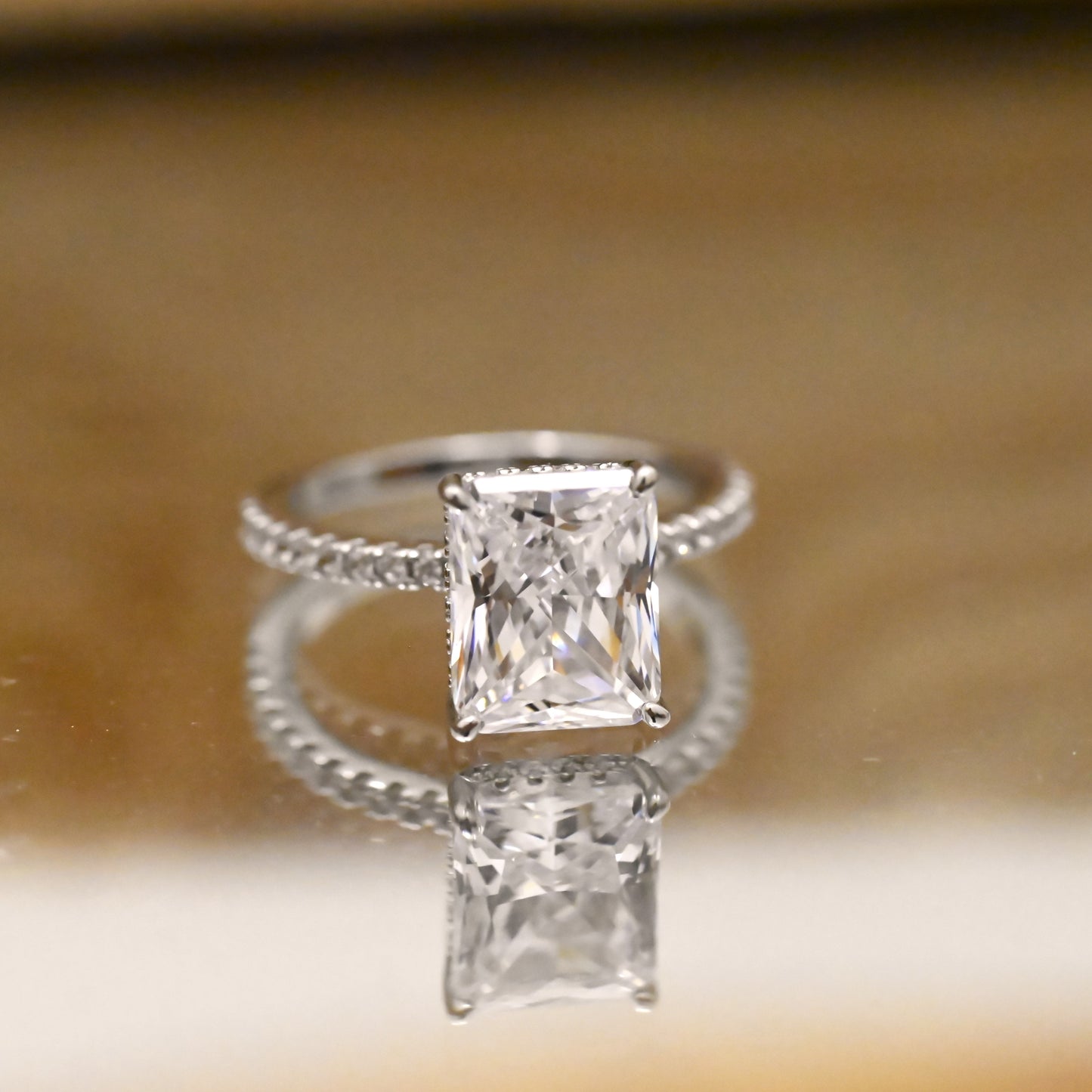 3.25Ct Radiant Cut Crystal Engagement Ring