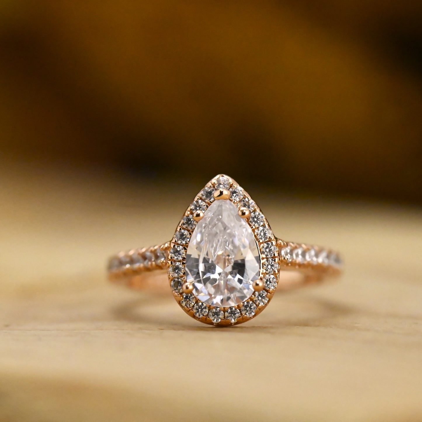 2.25Ct Rose Gold Pear Cut Diamond Wedding Ring
