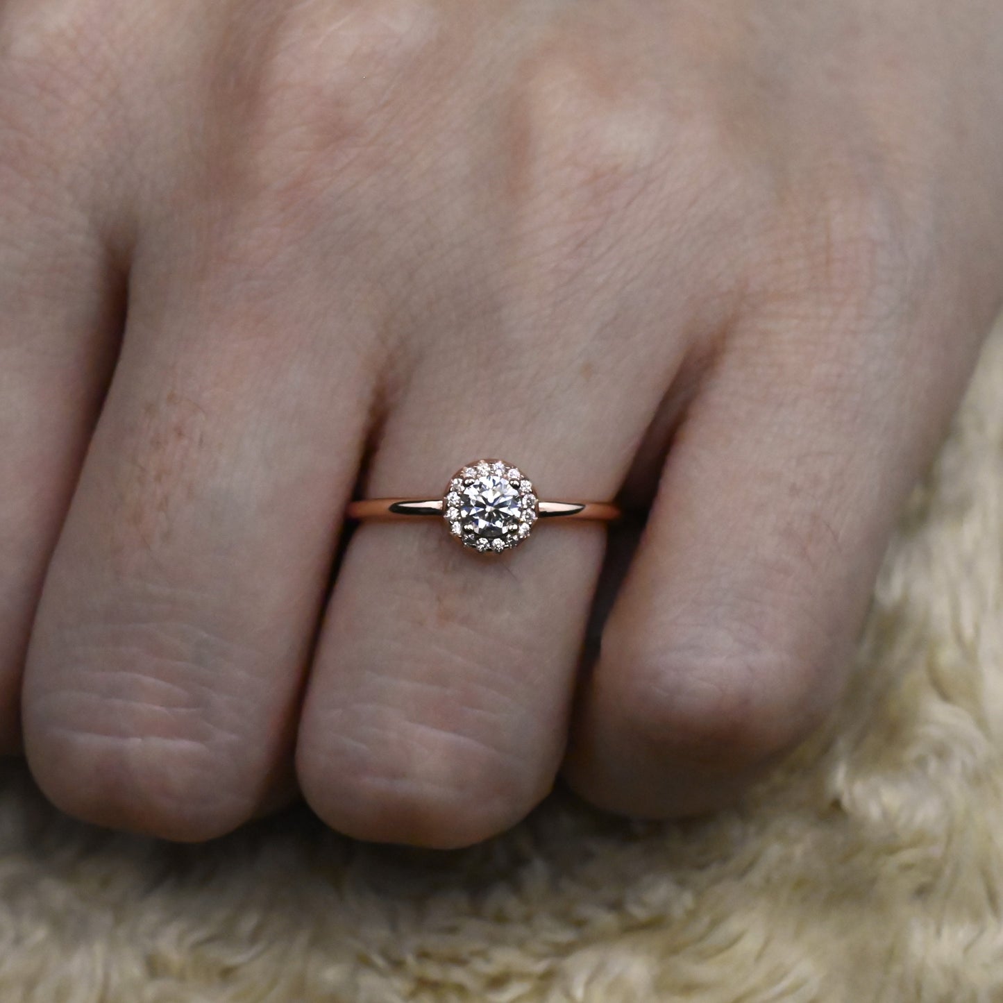 1Ct Rose Gold Round Cut Moissanite Ring