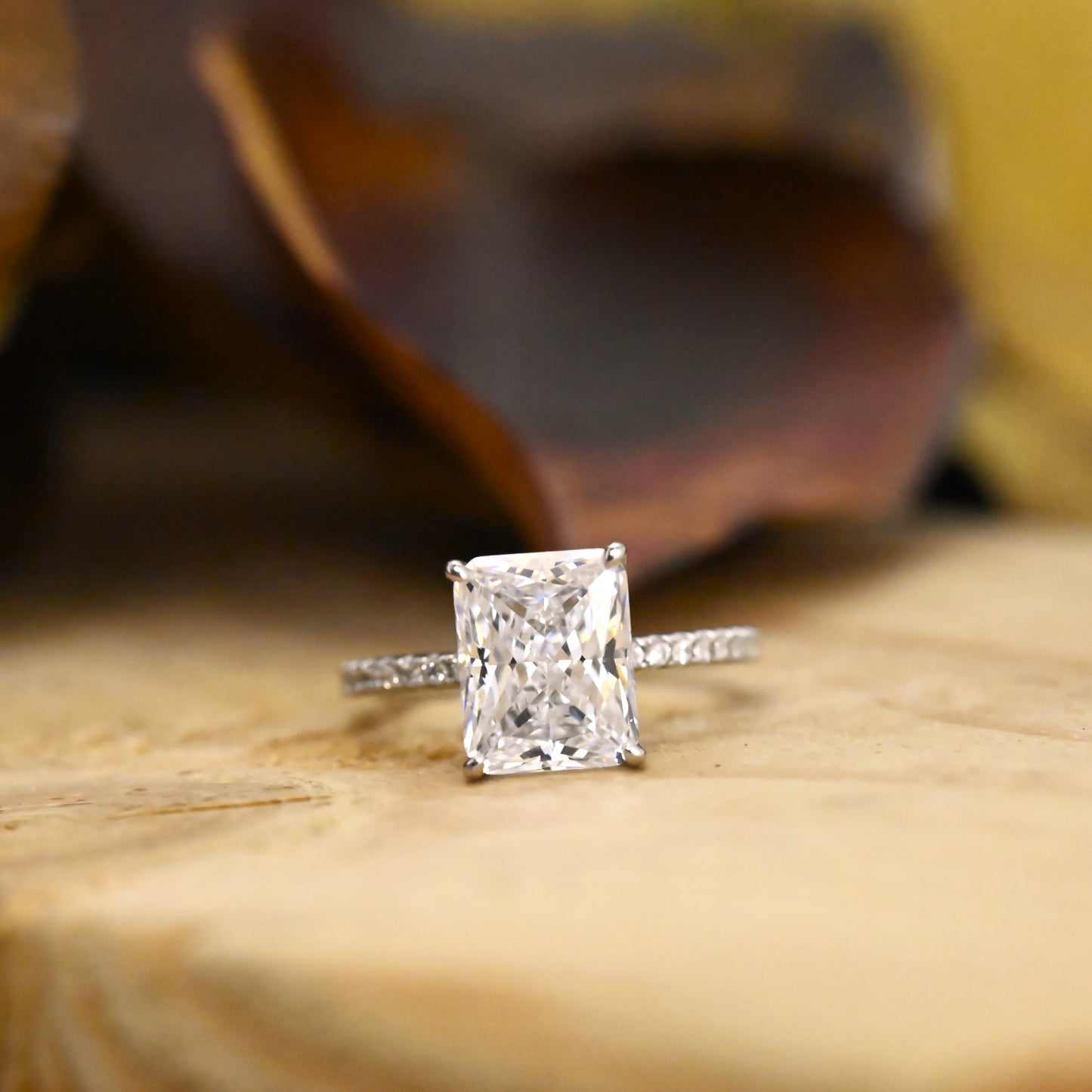 3.5Ct Accented Solitaire Radiant Cut Diamond Engagement Ring