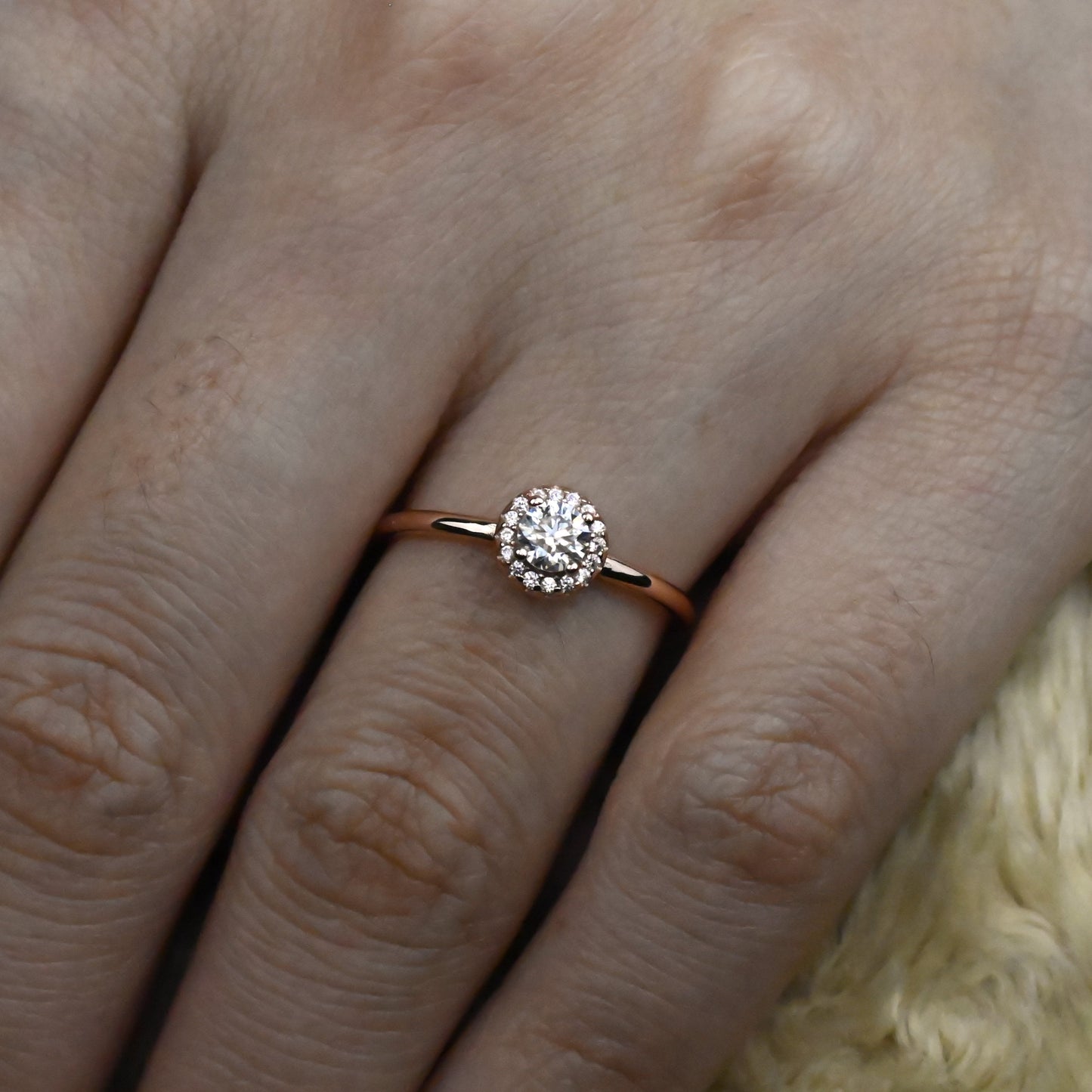 1Ct Rose Gold Round Cut Moissanite Ring