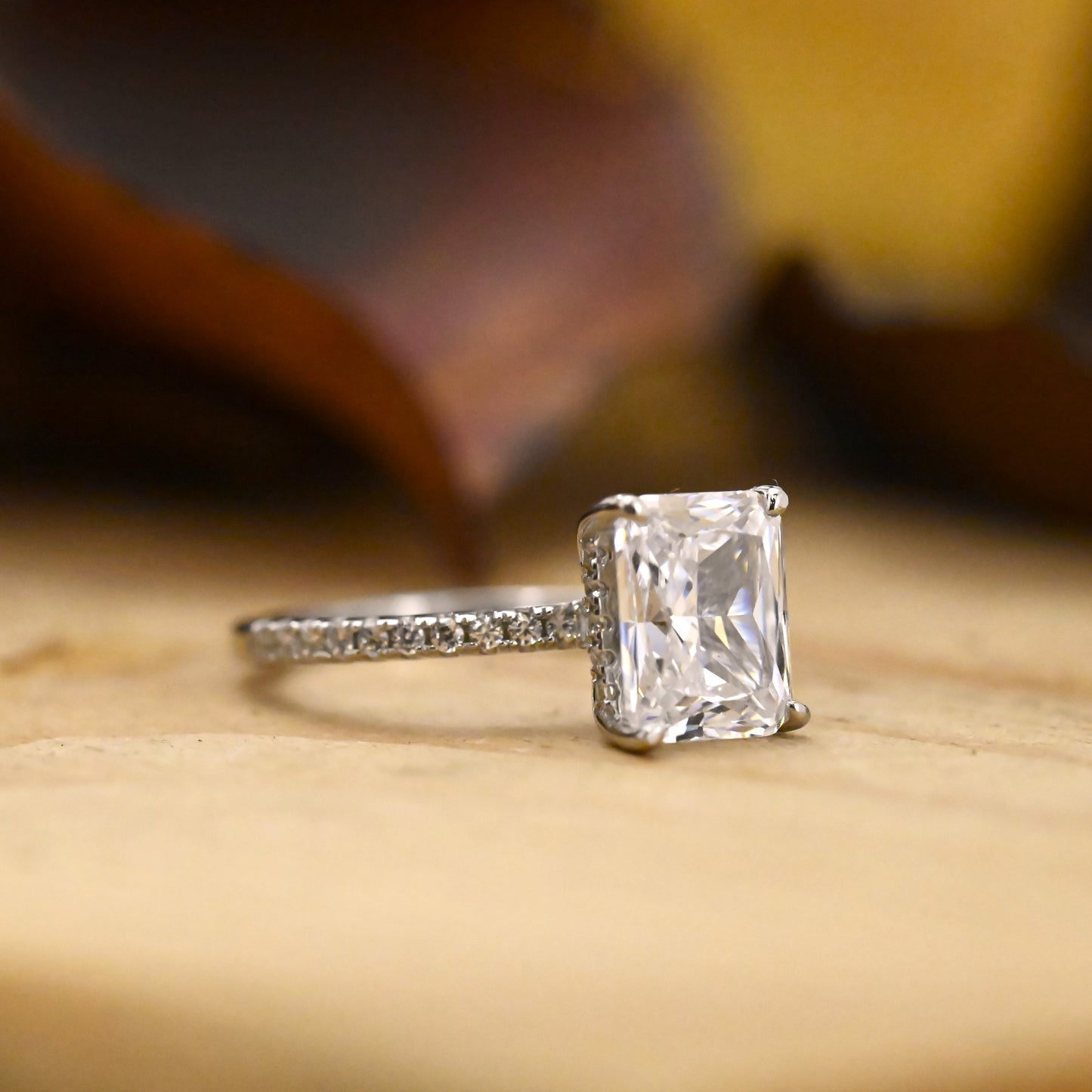 3.25Ct Radiant Cut Crystal Engagement Ring