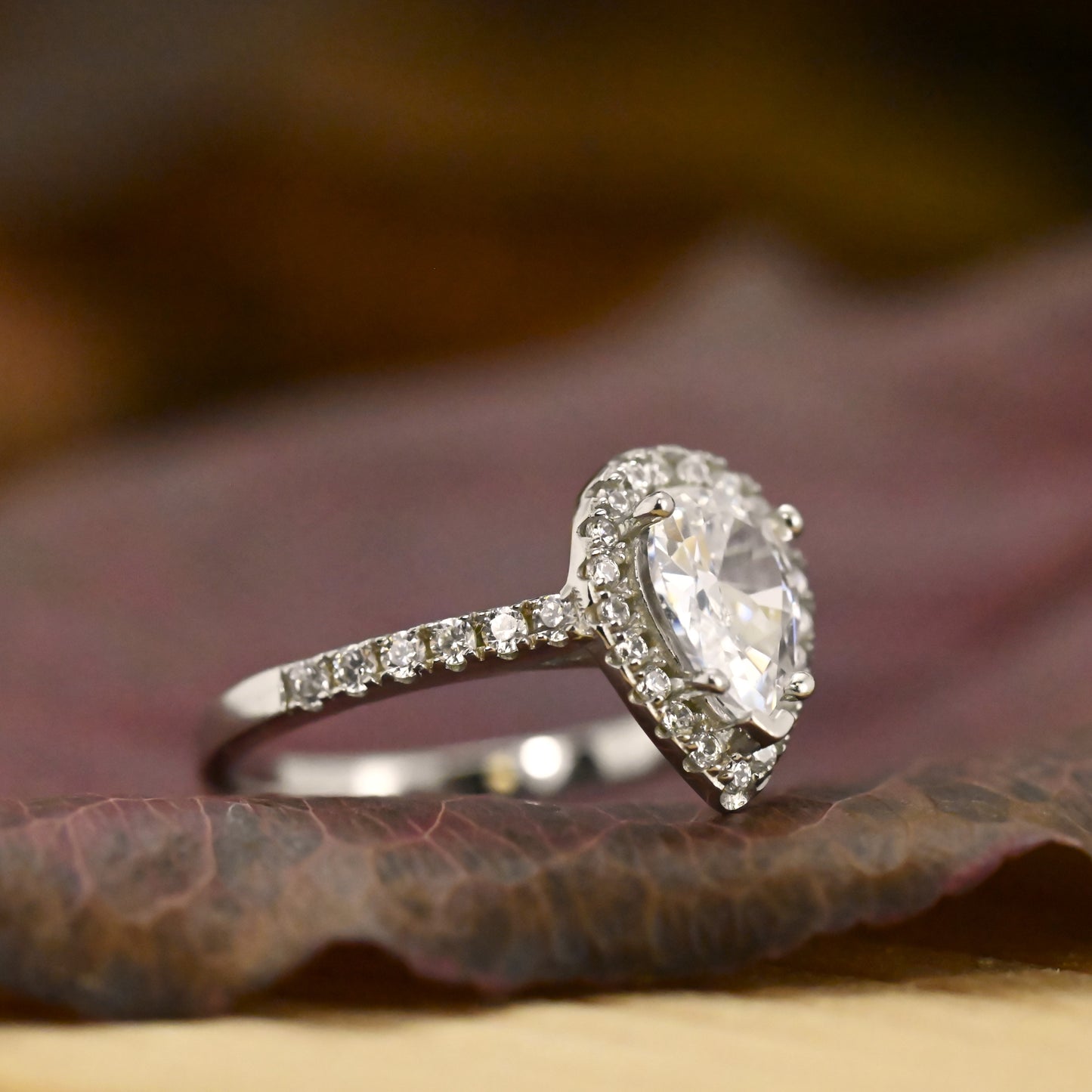2.25Ct Silver Pear Cut Diamond Wedding Ring