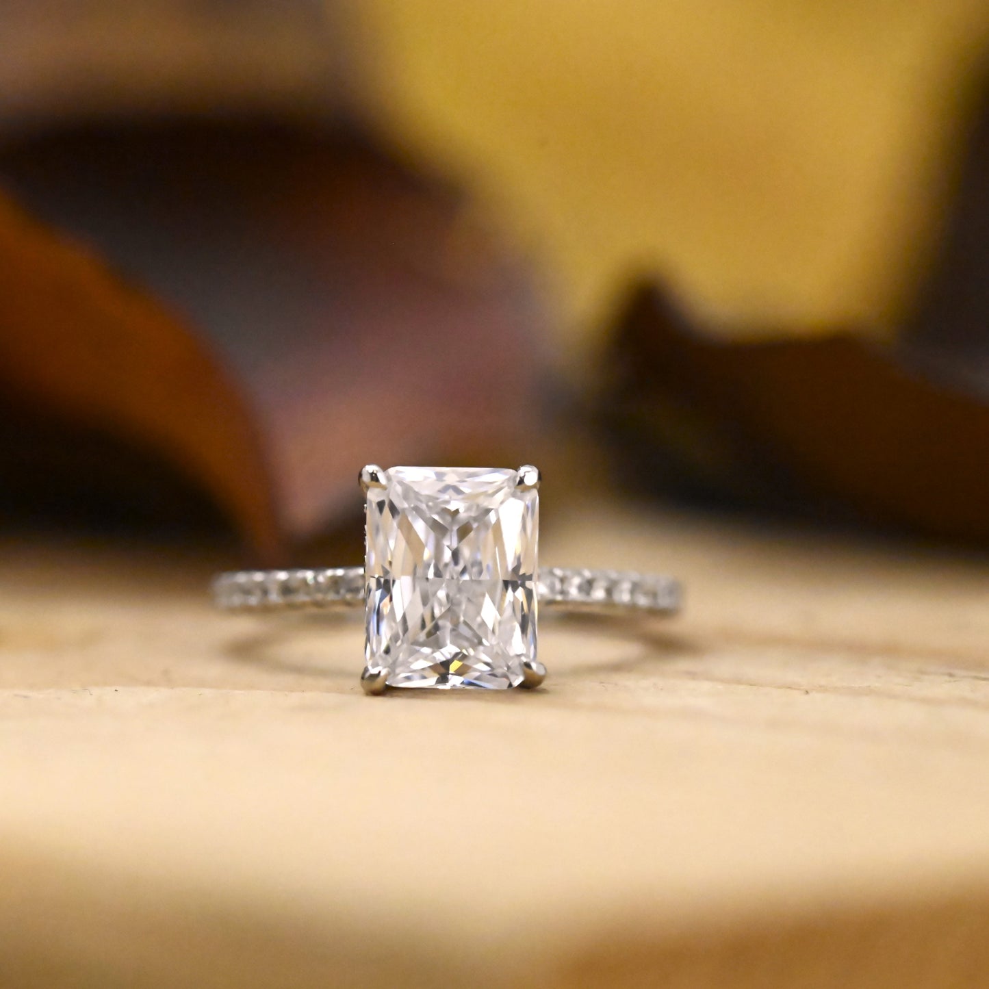 3.25Ct Radiant Cut Crystal Engagement Ring