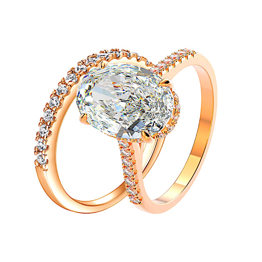 5.25Ct Rose Gold Eternity Engagement Ring Set