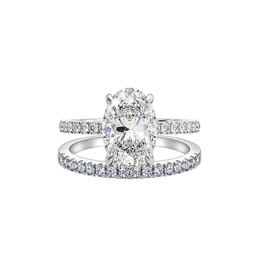 5.25CT Classic Oval Cut Diamond Bridal Set