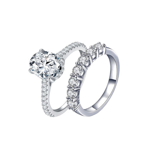 2.25Ct Hidden Halo Oval Cut Diamond Bridal Ring Set