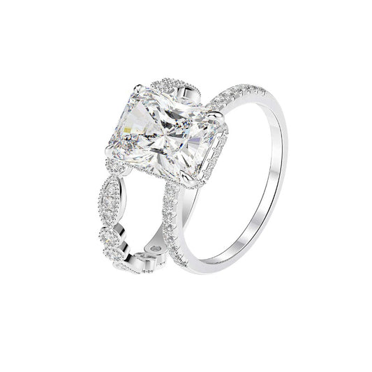 3.75Ct Radiant Cut Vintage Ring Set