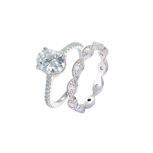 2.25CT Eternity Diamond Engagement Ring Set