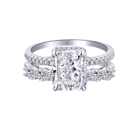 3.75Ct Radiant Cut Eternity Ring Set