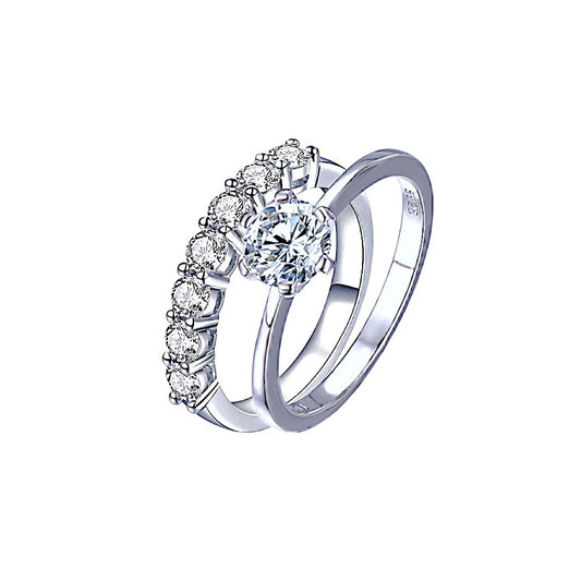 1.25Ct Dainty Round Cut Moissanite Engagement Ring Set