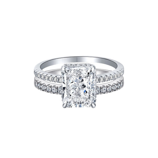 3.25Ct Radiant Cut Diamond Wedding Set