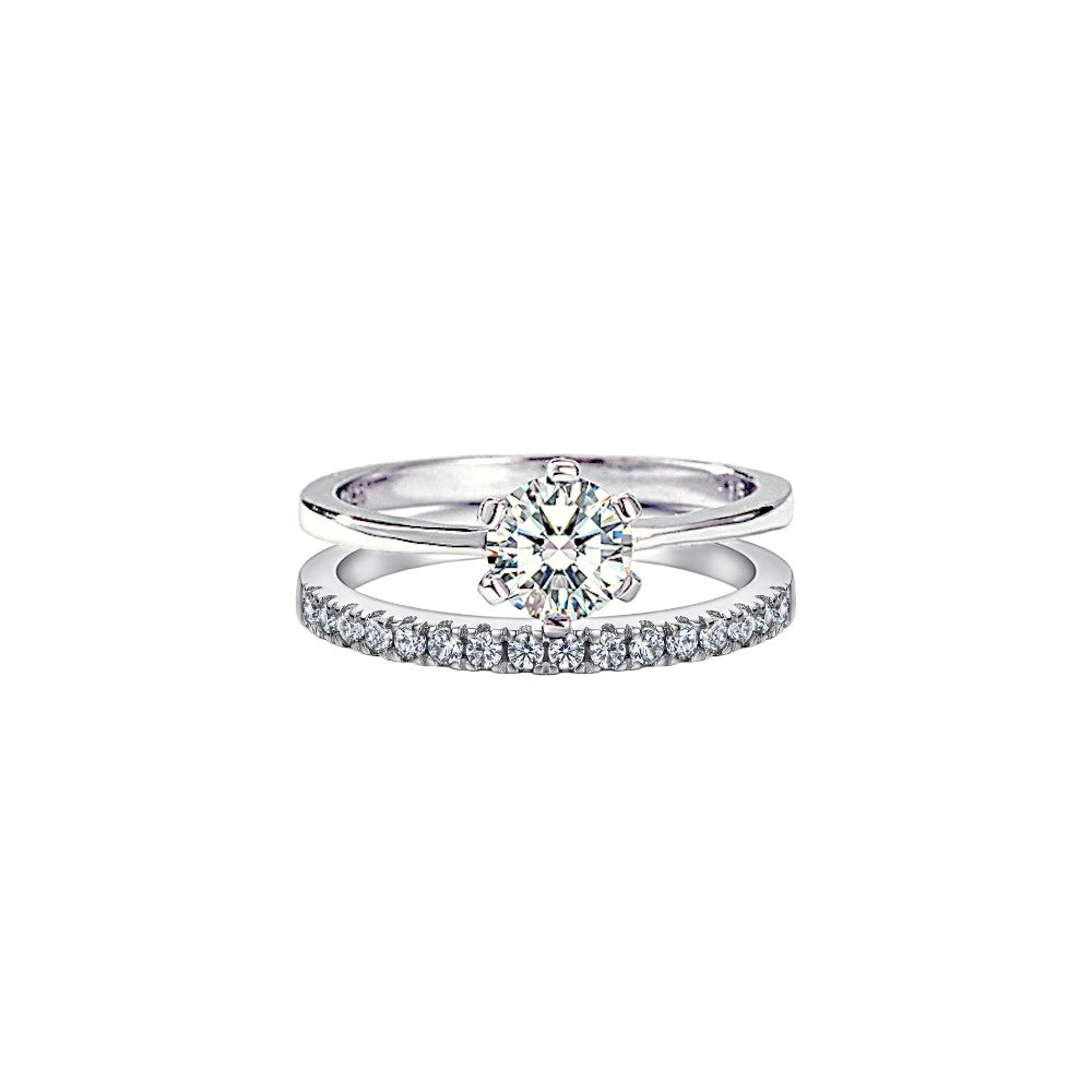 1.25Ct Round Cut Moissanite Stackable Engagement Ring Set