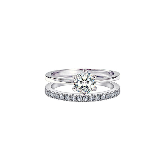 1.25Ct Round Cut Moissanite Stackable Engagement Ring Set