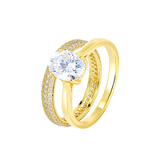 1.25Ct Gold Oval Cut Wedding Ring Set, Bridal Ring