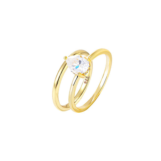 0.25Ct Fashion Gold Pear Cut Diamond Wedding Ring Set