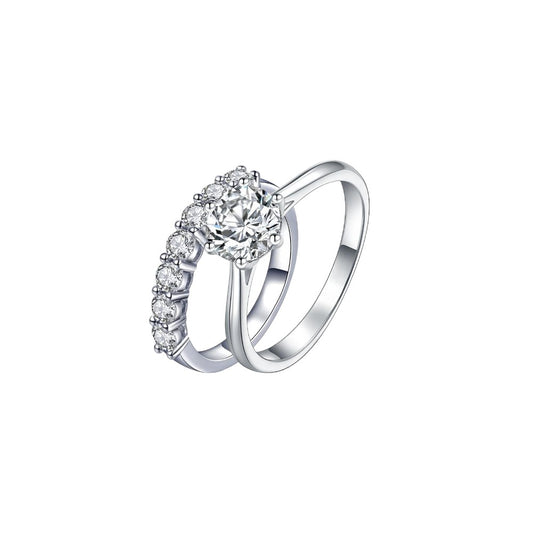 2.25Ct Round Cut Moissanite Engagement Ring Set