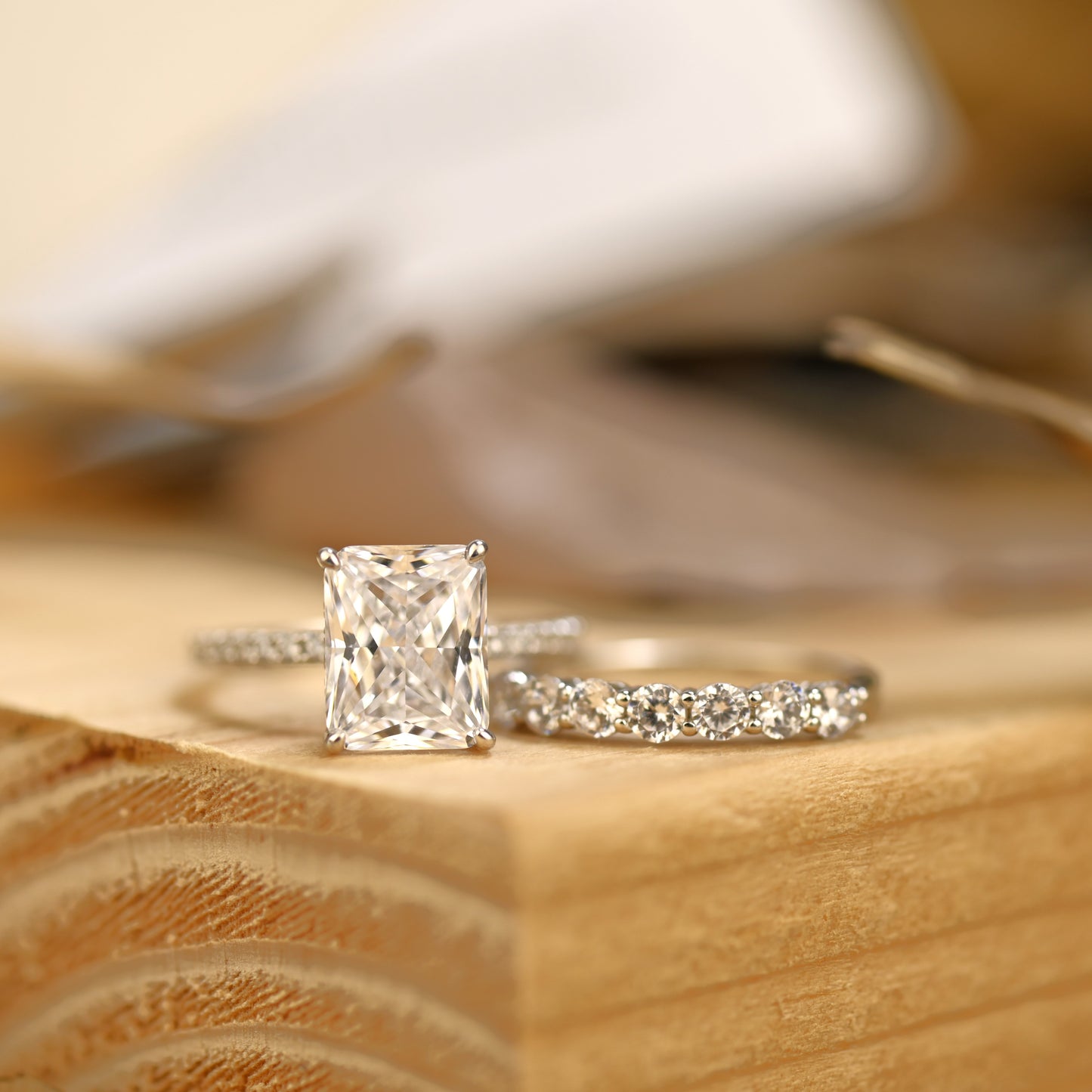 2.75Ct Radiant Cut Bridal Ring Set