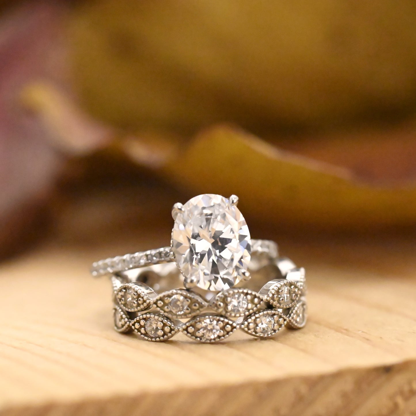 3.25Ct Eternity Oval Cut Diamond Wedding Rings