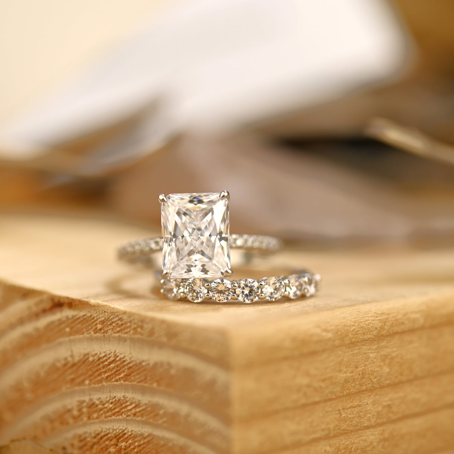 2.75Ct Radiant Cut Bridal Ring Set