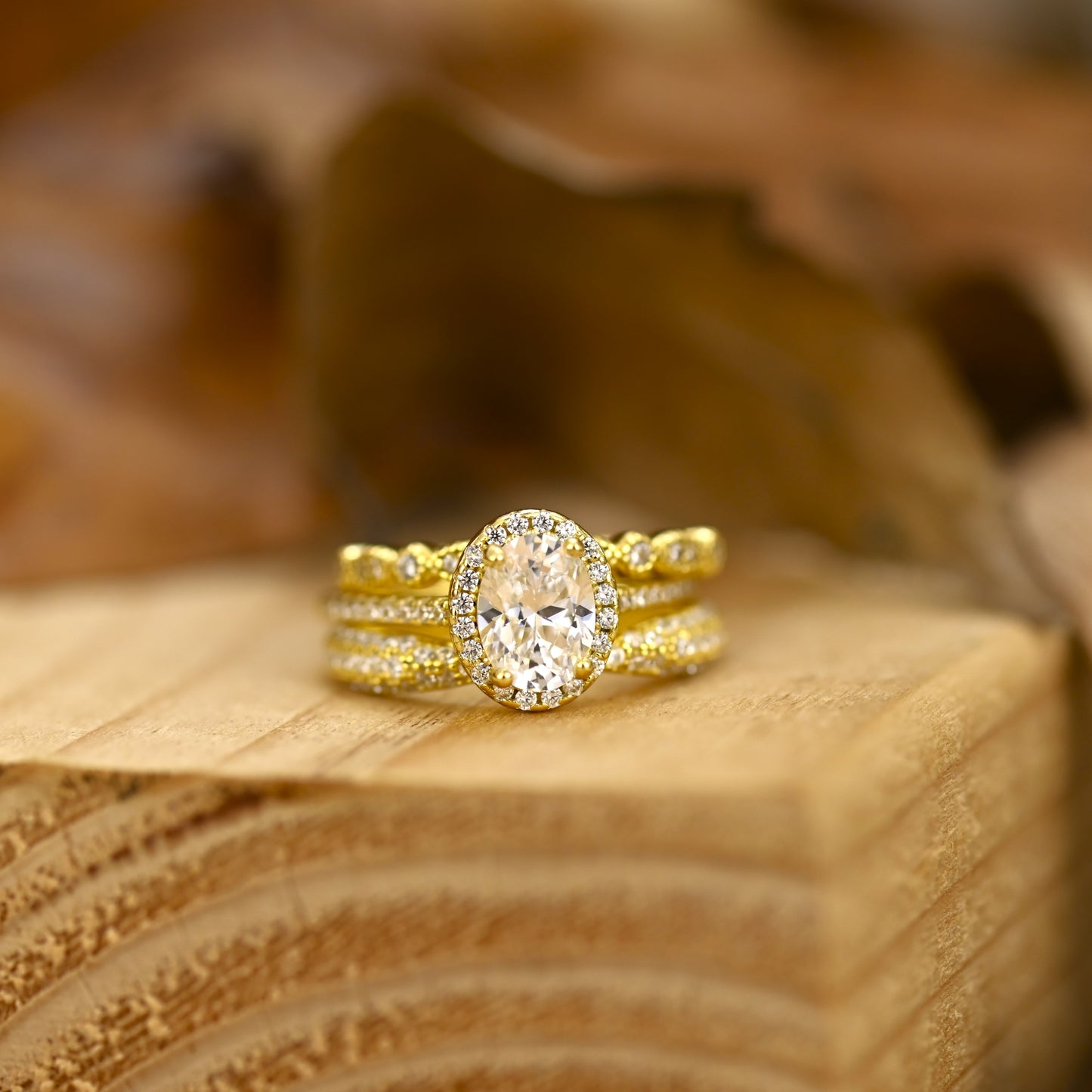 2.75Ct Gold Oval Cut Wedding Rings