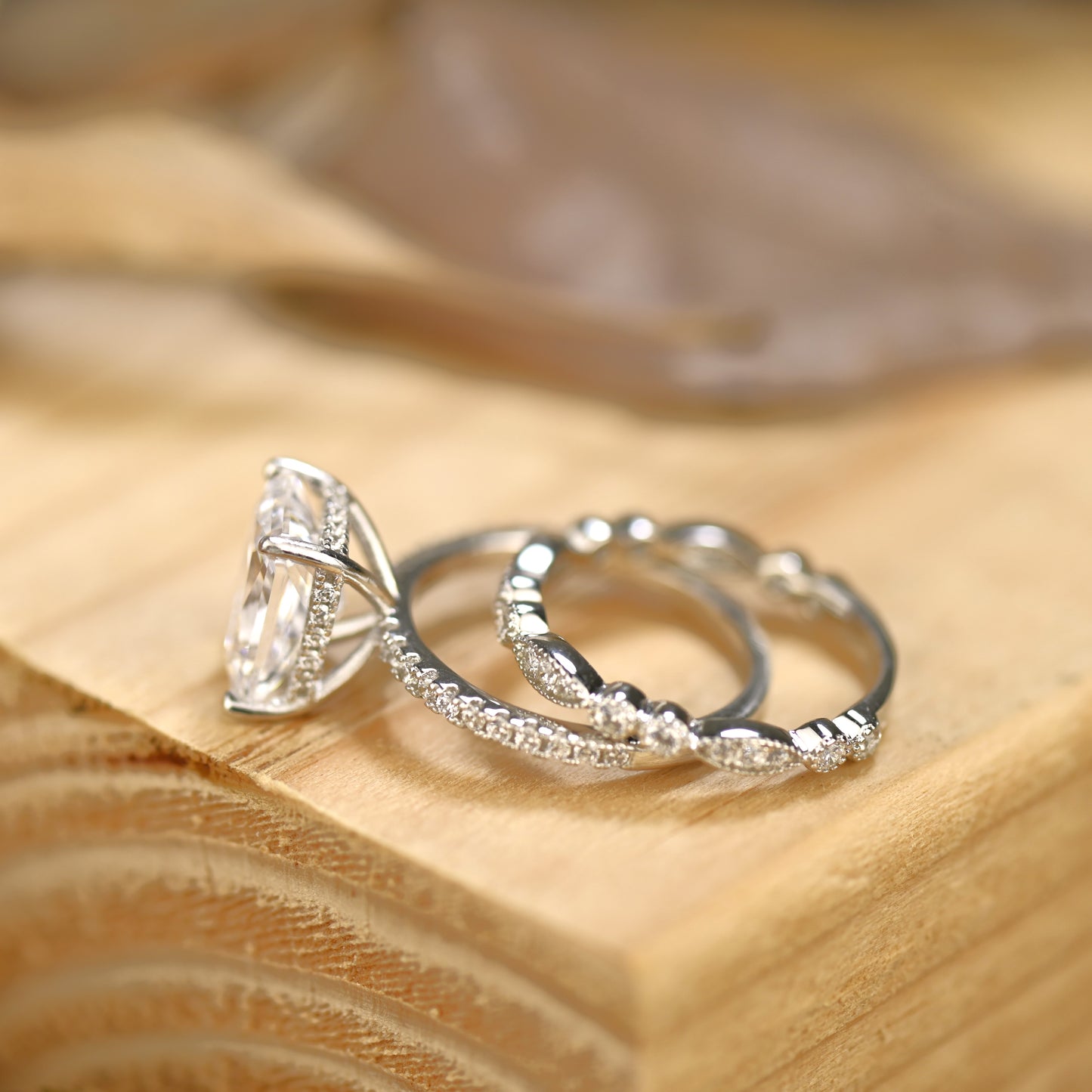 2.75Ct Radiant Cut Diamond Engagement Ring Set
