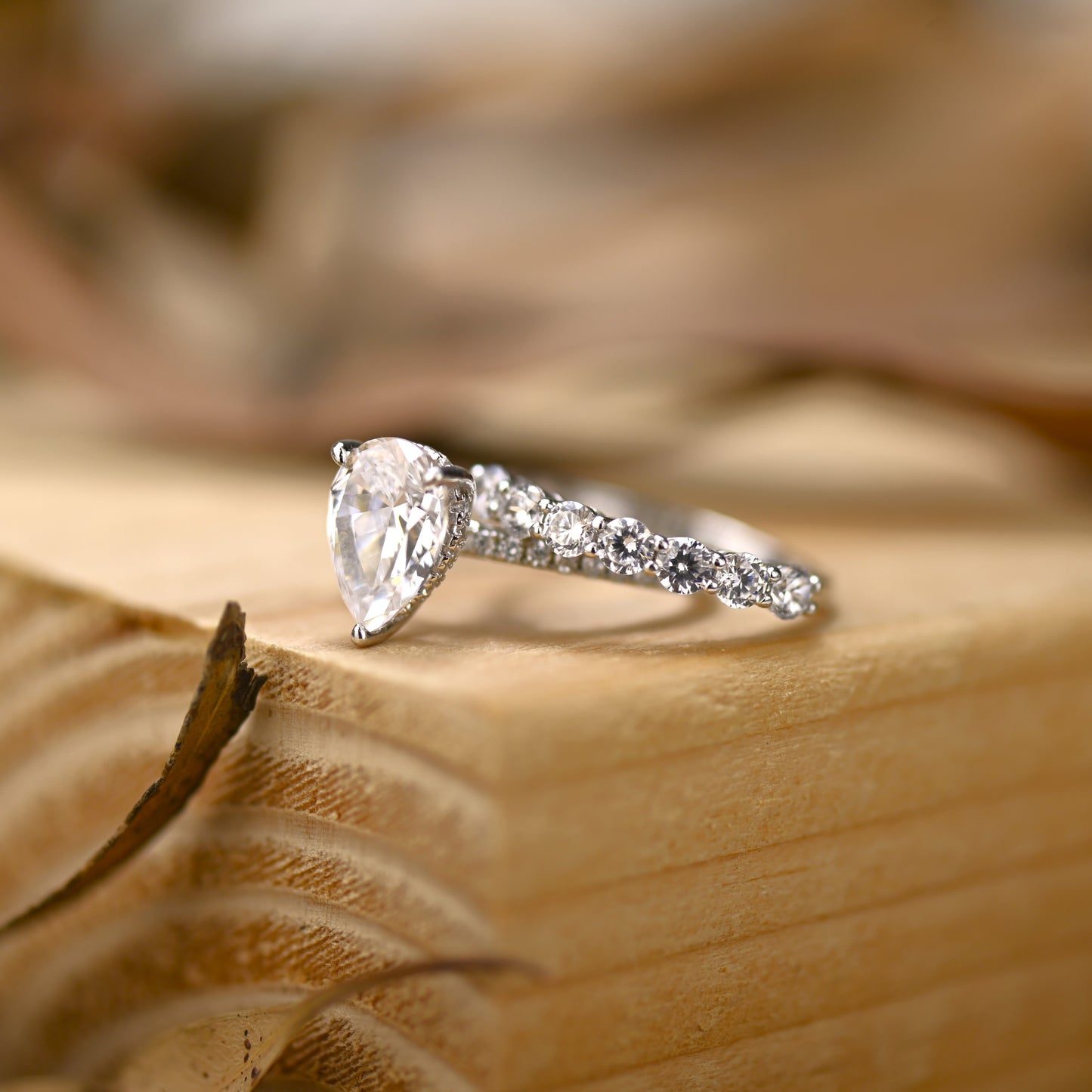 2.25Ct Drop Cut Diamond Wedding Ring Set
