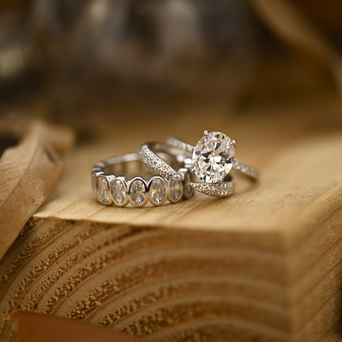 2.75Ct Oval Cut Bridal Ring Set