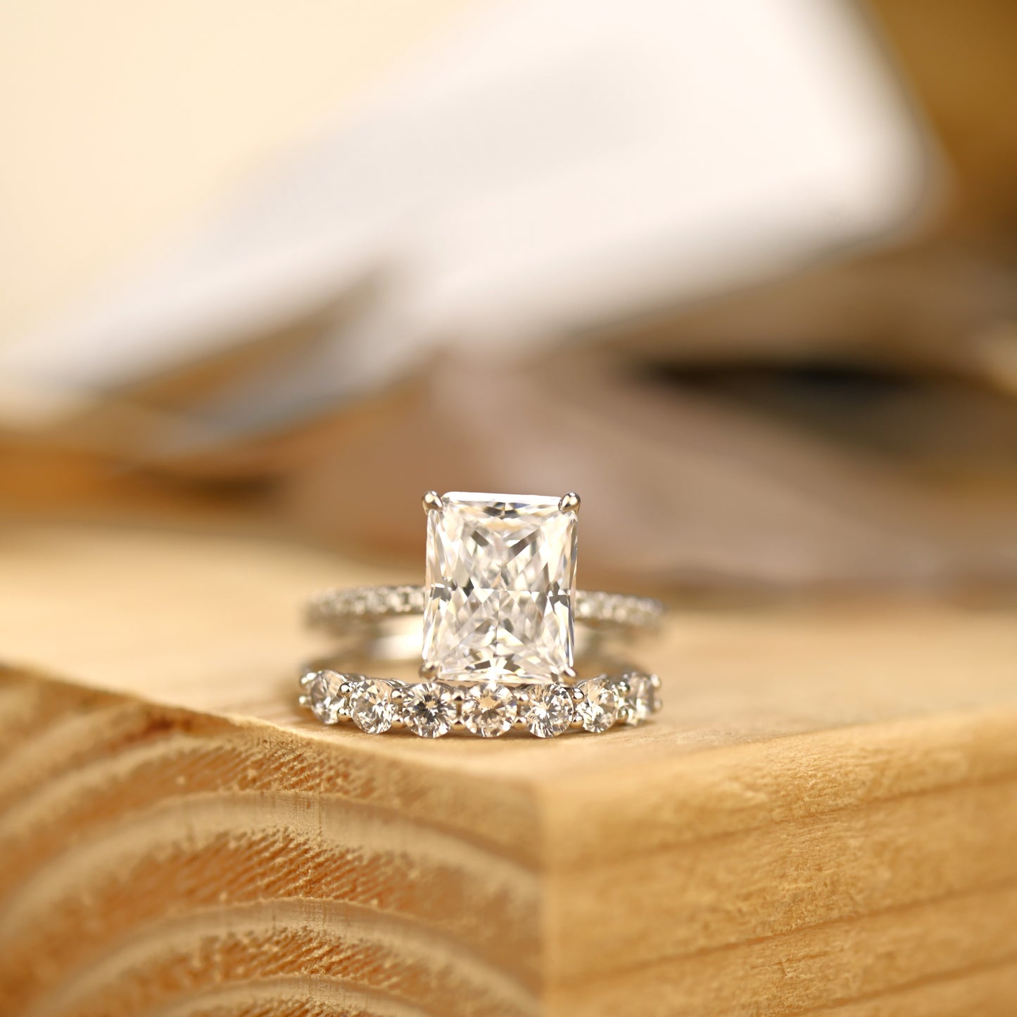 2.75Ct Radiant Cut Bridal Ring Set