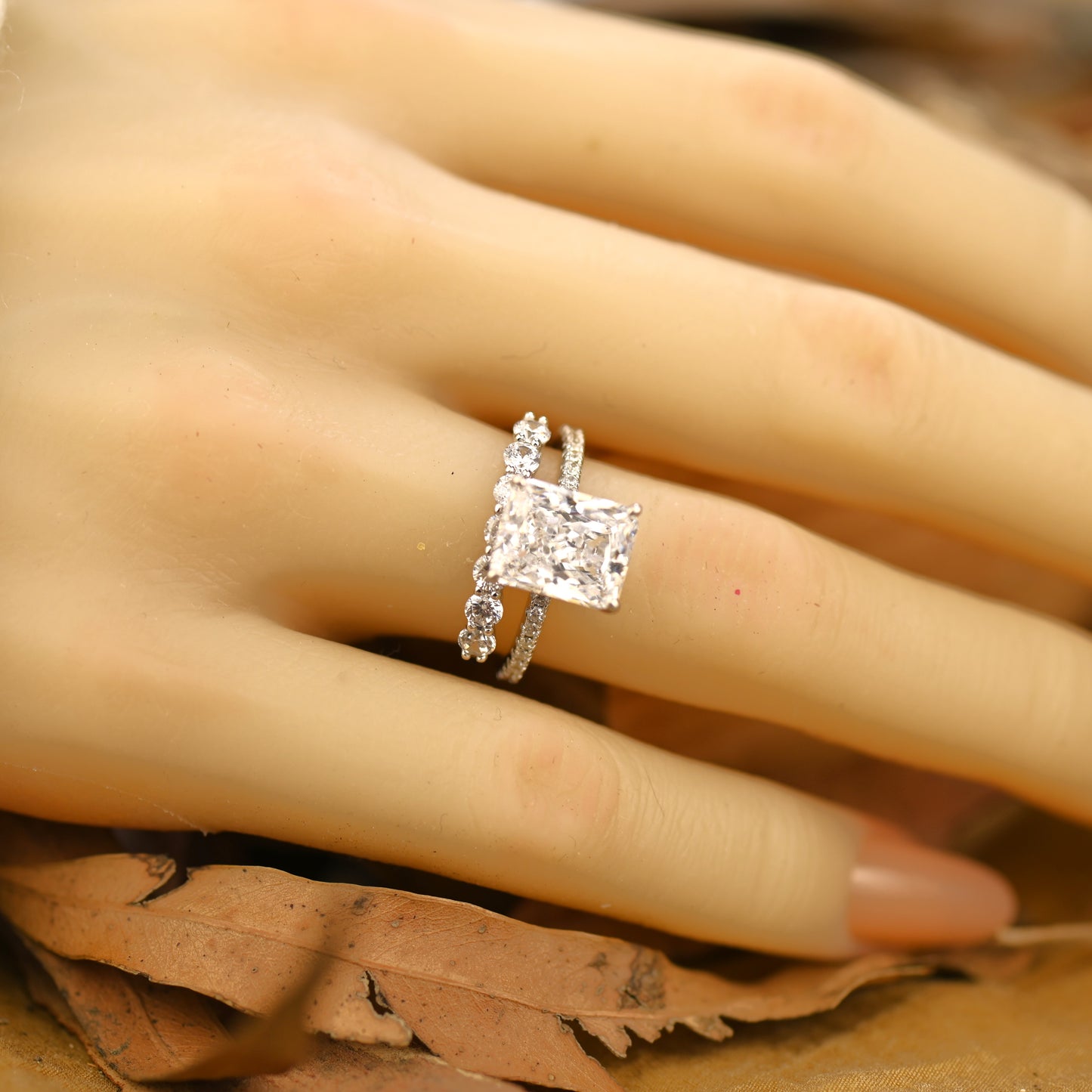 2.75Ct Radiant Cut Bridal Ring Set