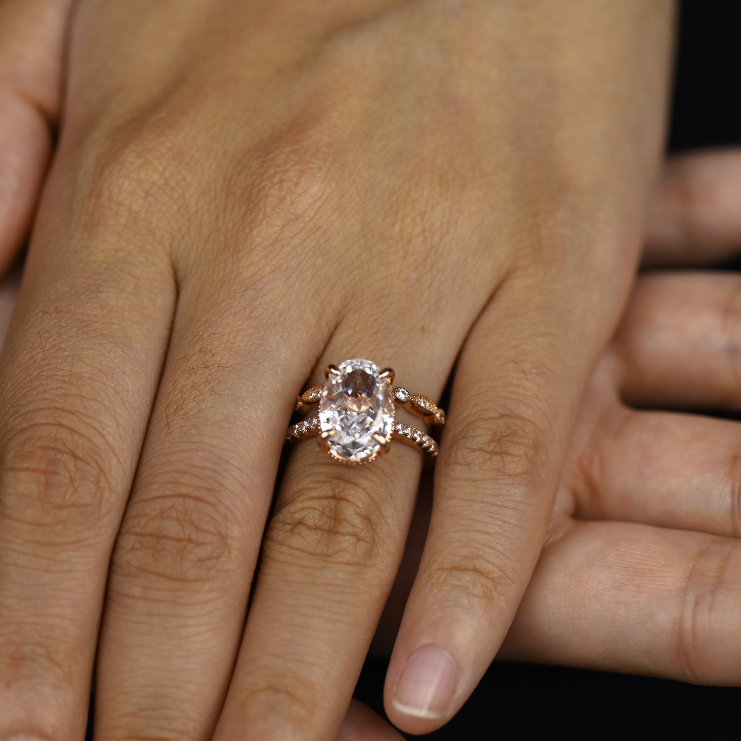 5.25Ct Rose Gold Classic Engagement Ring Set