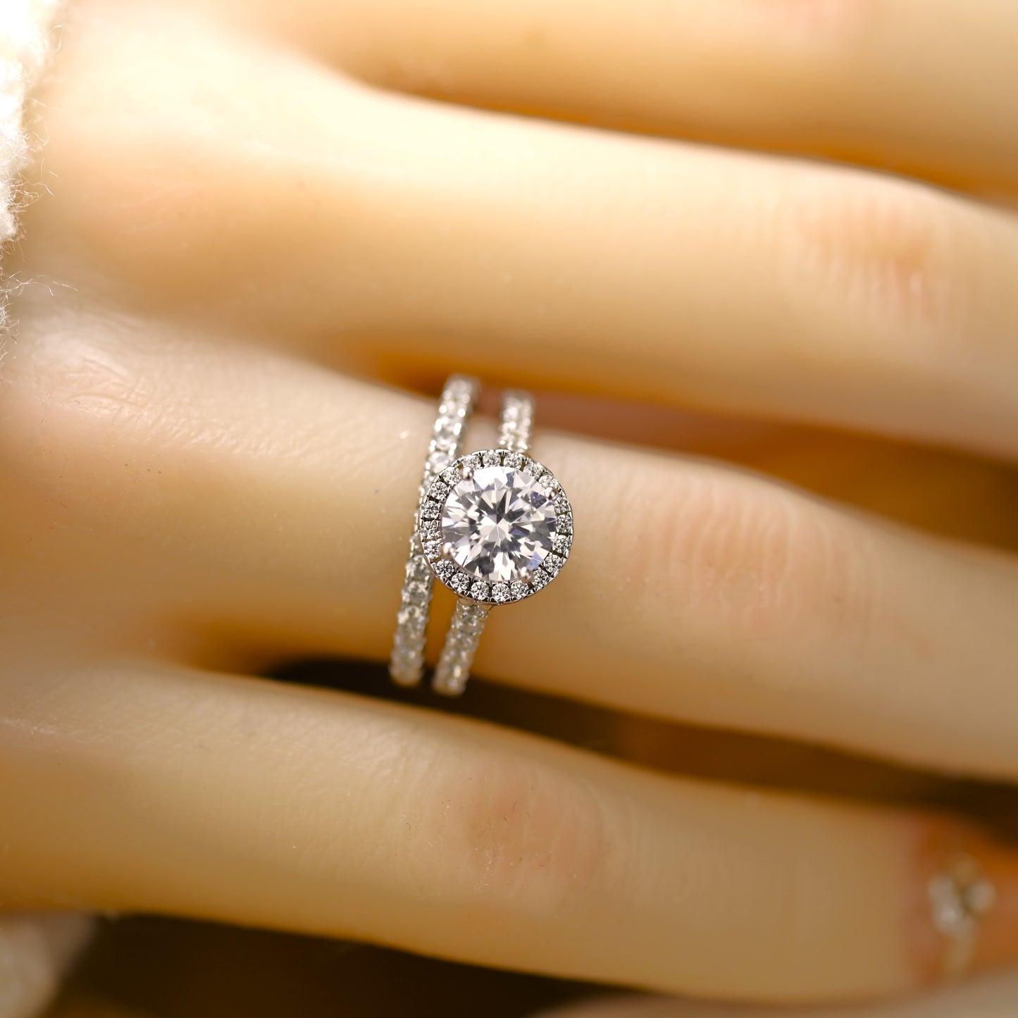 2.25Ct Art Deco Round Diamond Engagement Ring Set