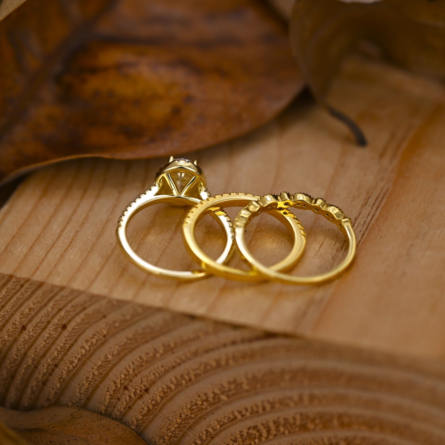 2.75Ct Gold Oval Cut Bridal Ring Set