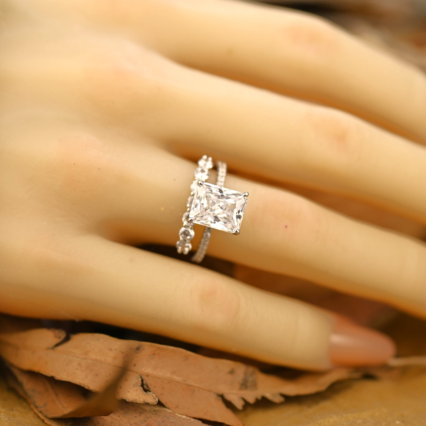 2.75Ct Radiant Cut Bridal Ring Set