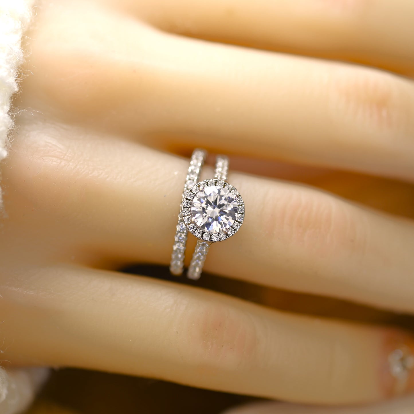 2.25Ct Art Deco Round Diamond Engagement Ring Set