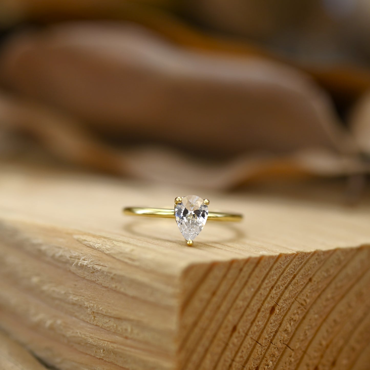 0.5Ct Gold Pear Shape Diamond Engagement Ring