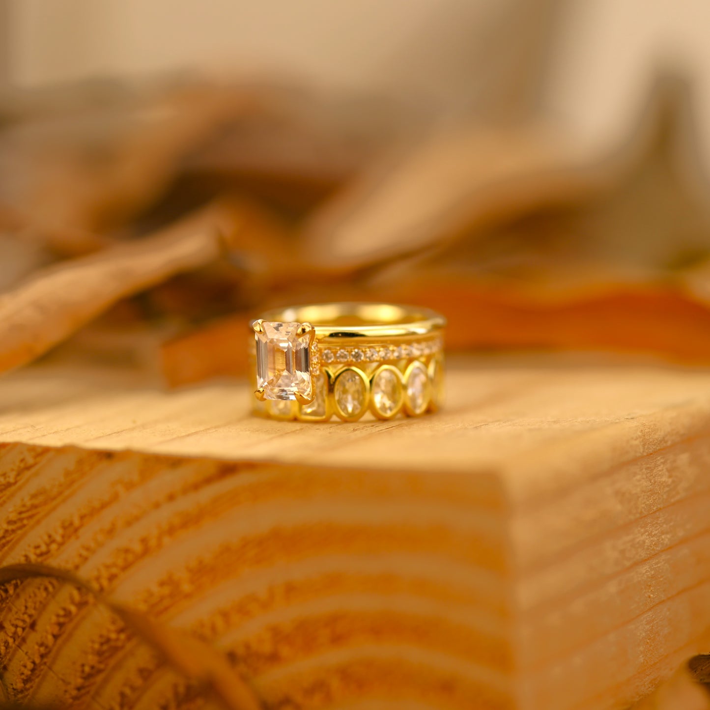 2.75Ct Emerald Cut Diamond Bridal Set