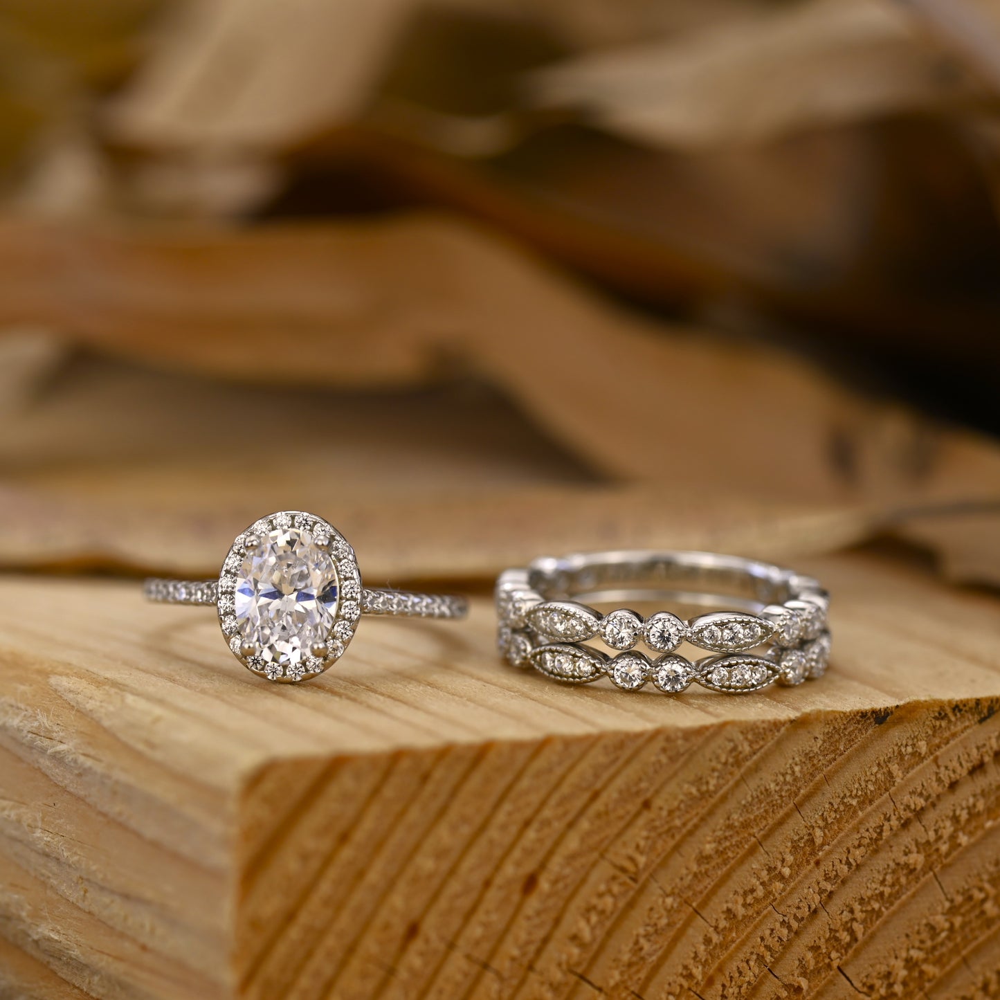 1.25Ct Dainty Diamond Wedding Ring Set