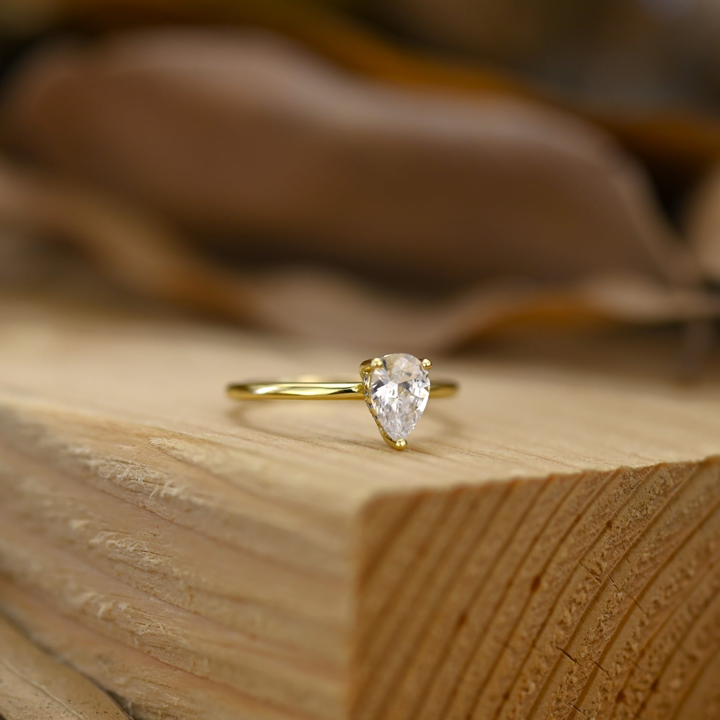 0.5Ct Gold Pear Shape Diamond Engagement Ring