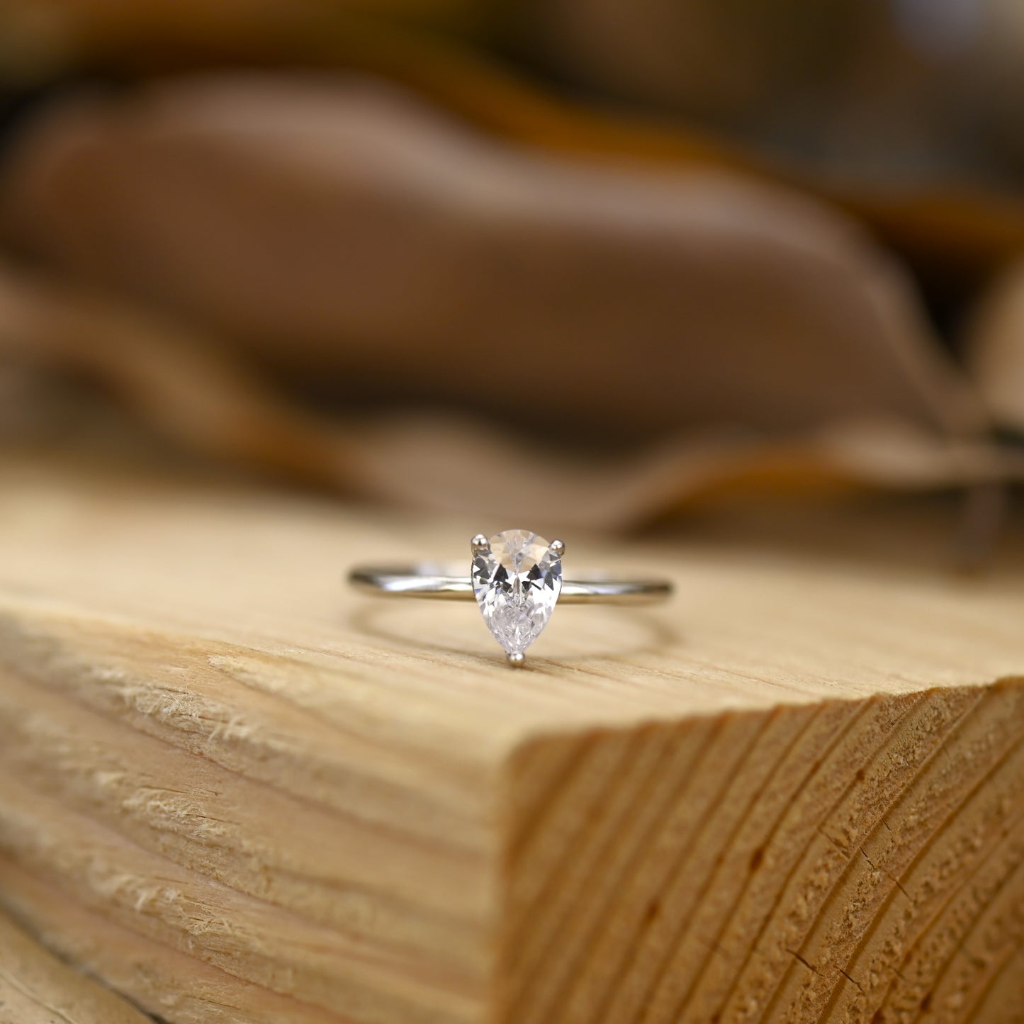 0.5Ct Gold Pear Shape Diamond Engagement Ring