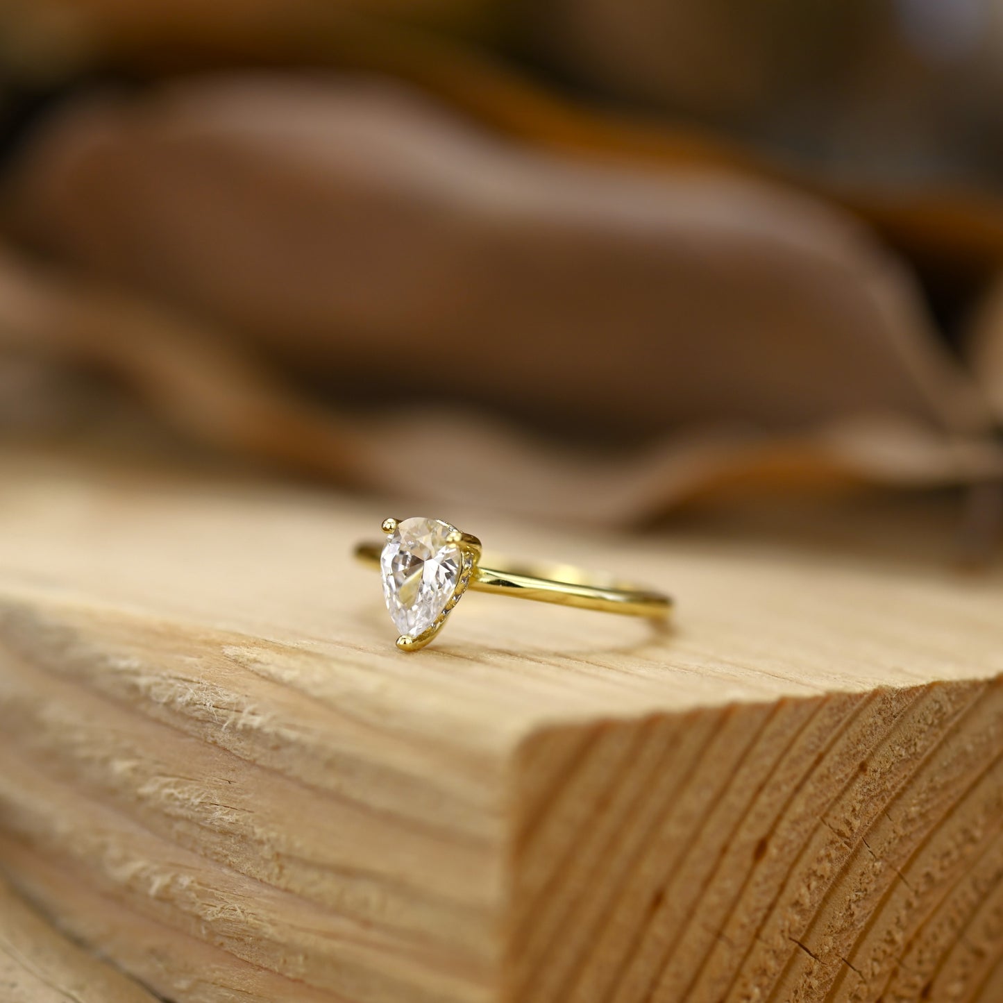 0.5Ct Gold Pear Shape Diamond Engagement Ring