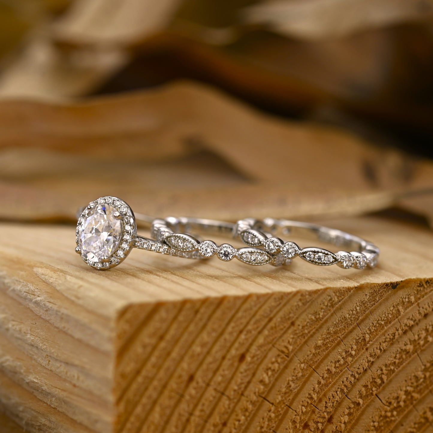 1.25Ct Dainty Diamond Wedding Ring Set