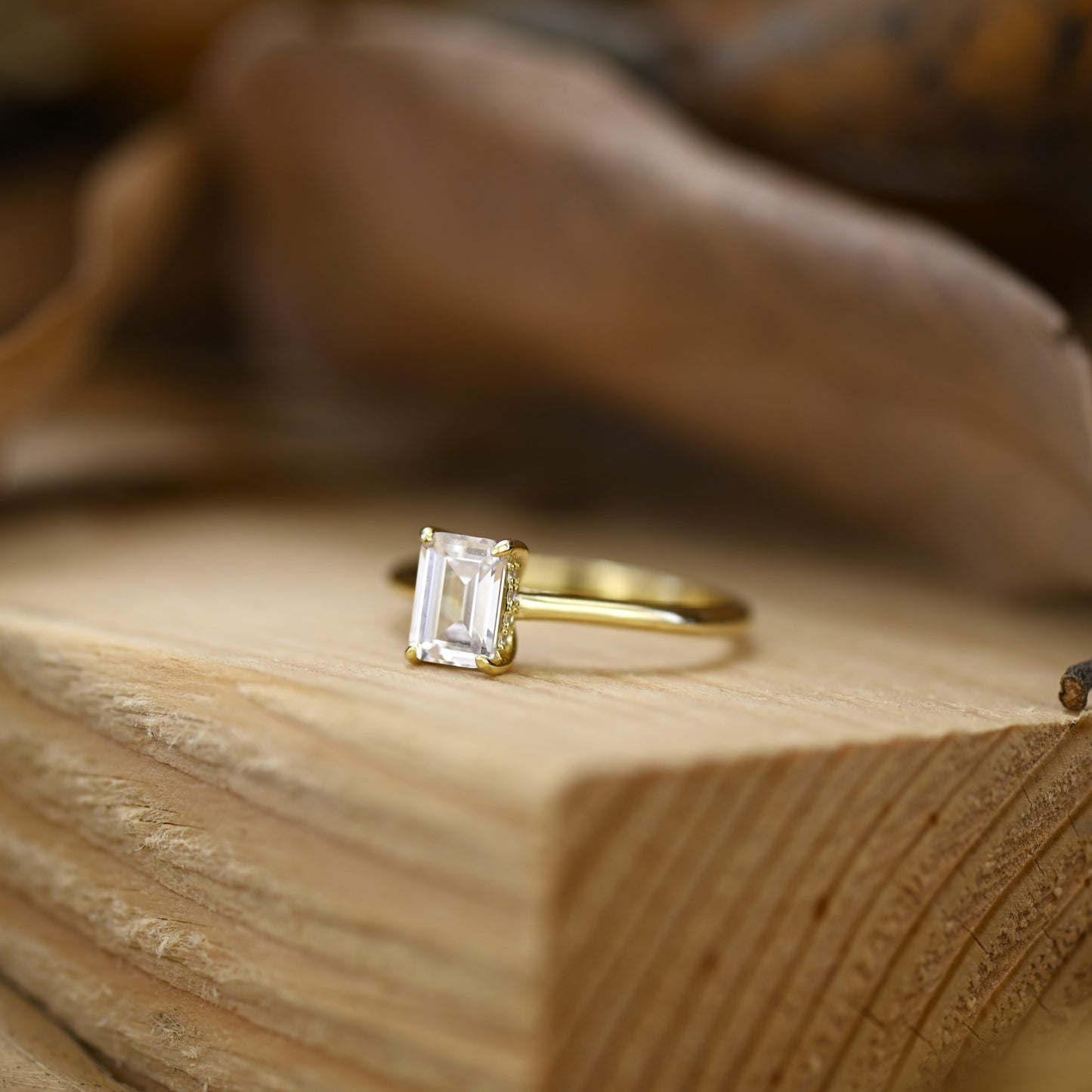 0.5Ct Gold Emerald Cut Diamond Engagement Ring
