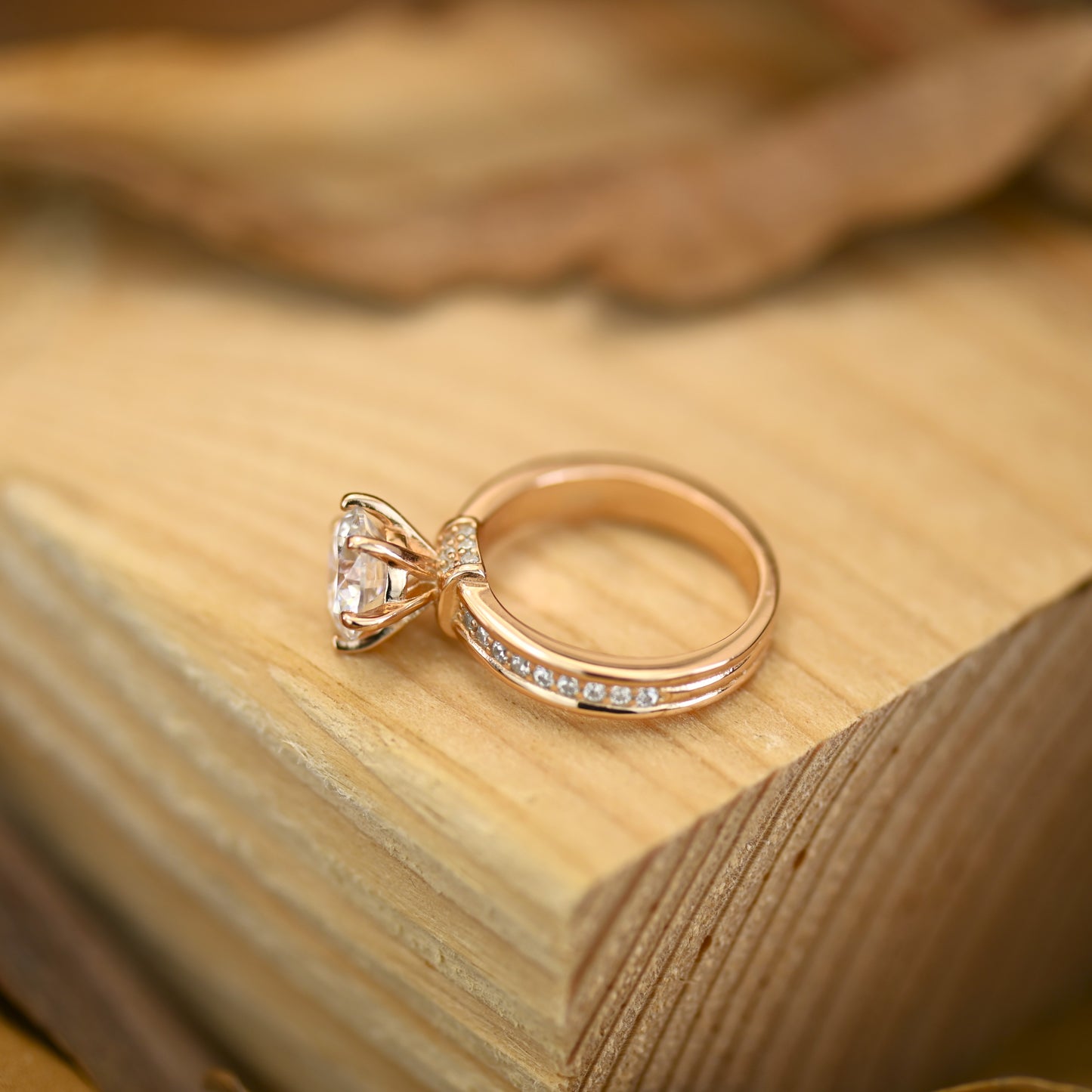 2Ct Rose Gold Round Cut Moissanite Engagement Ring
