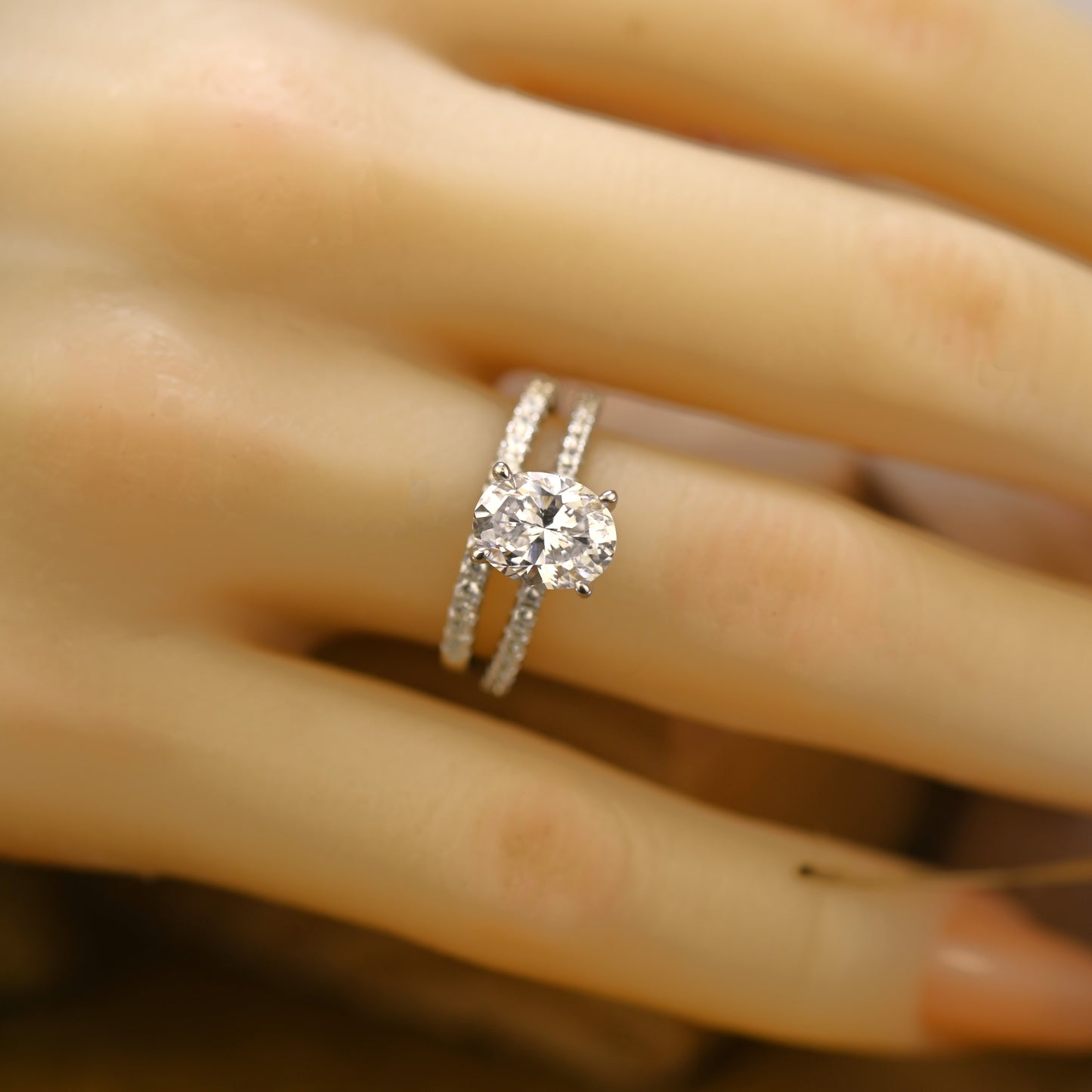 2.25Ct Classic Oval Cut Solitaire Wedding Ring Set