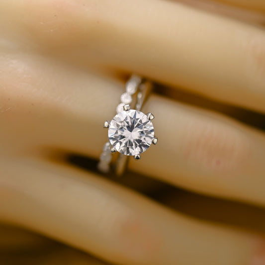 5Ct Vintage Moissanite Round Cut Engagement Ring Set